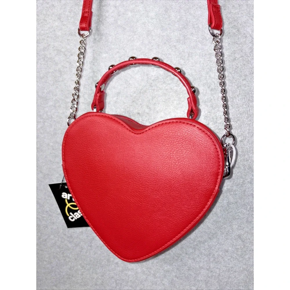 Art Class Heart-Shaped Red Faux Leather Crossbody Bag Purse